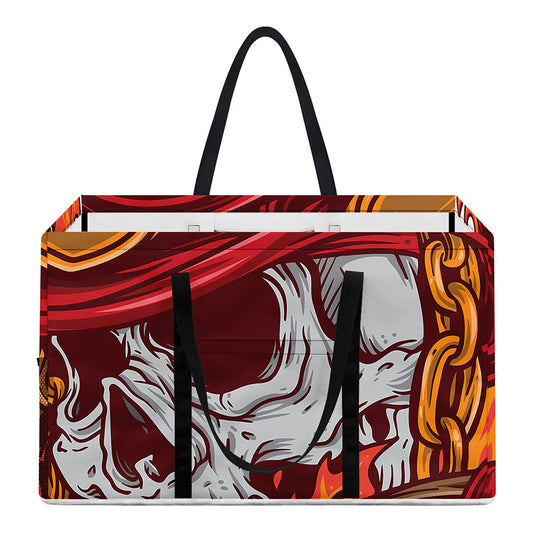 Flaming Firefighter Skull Print Utility Tote Bag