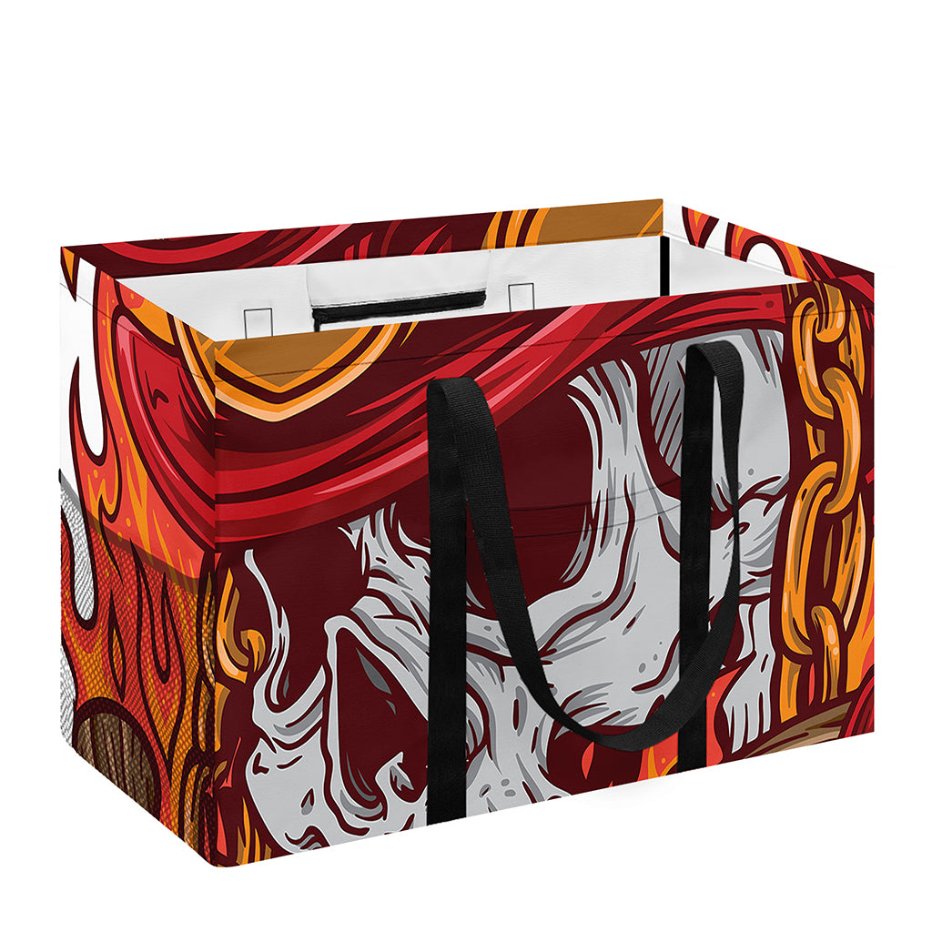Flaming Firefighter Skull Print Utility Tote Bag