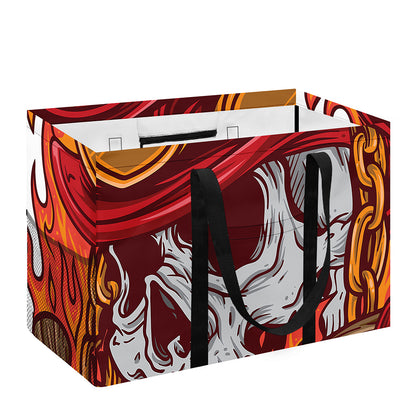 Flaming Firefighter Skull Print Utility Tote Bag