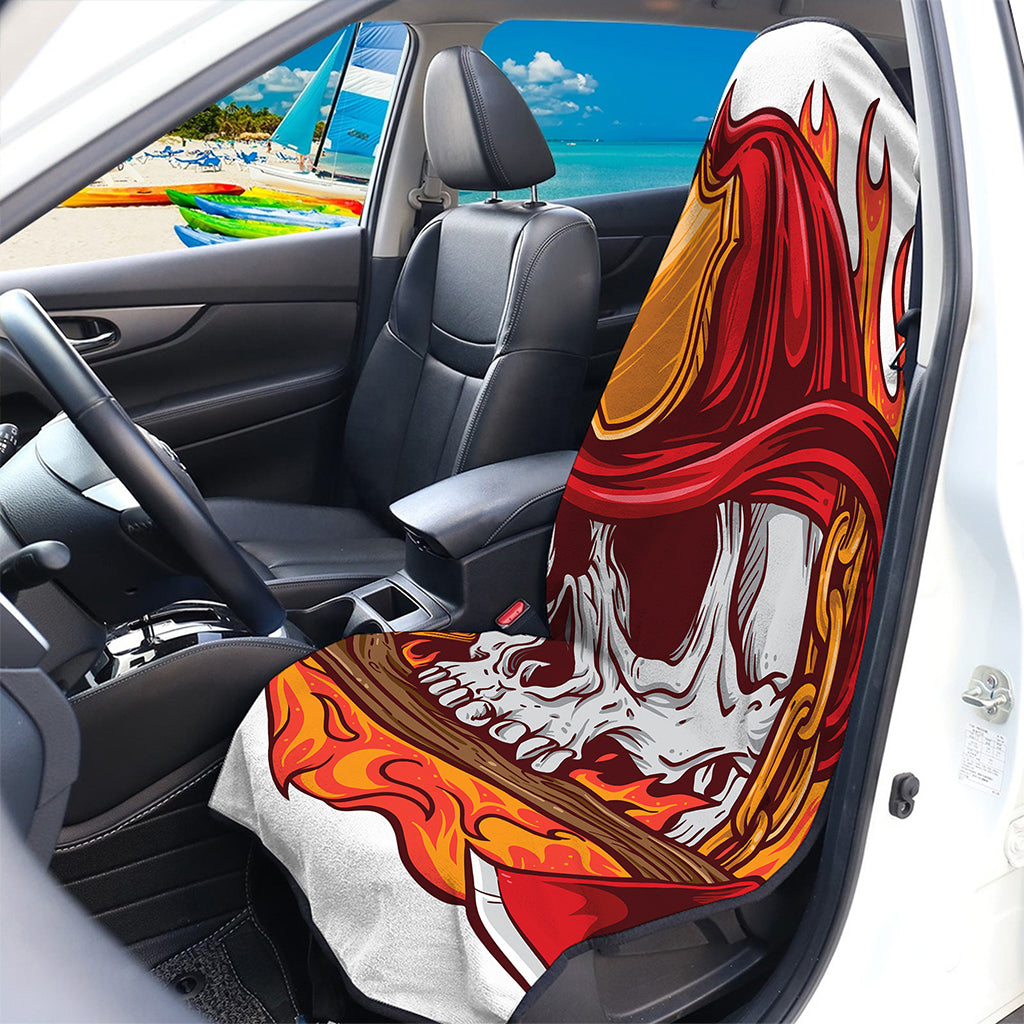 Flaming Firefighter Skull Print Waterproof Car Seat Cover