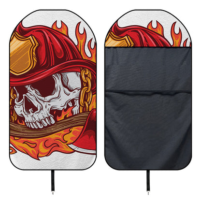 Flaming Firefighter Skull Print Waterproof Car Seat Cover