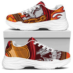 Flaming Firefighter Skull Print White Chunky Shoes