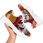 Flaming Firefighter Skull Print White Chunky Shoes