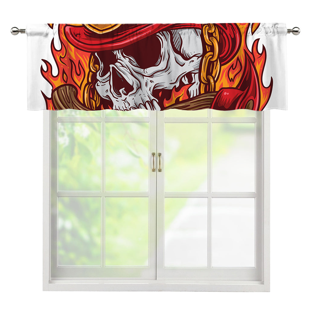Flaming Firefighter Skull Print Window Valance