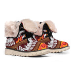Flaming Firefighter Skull Print Winter Boots