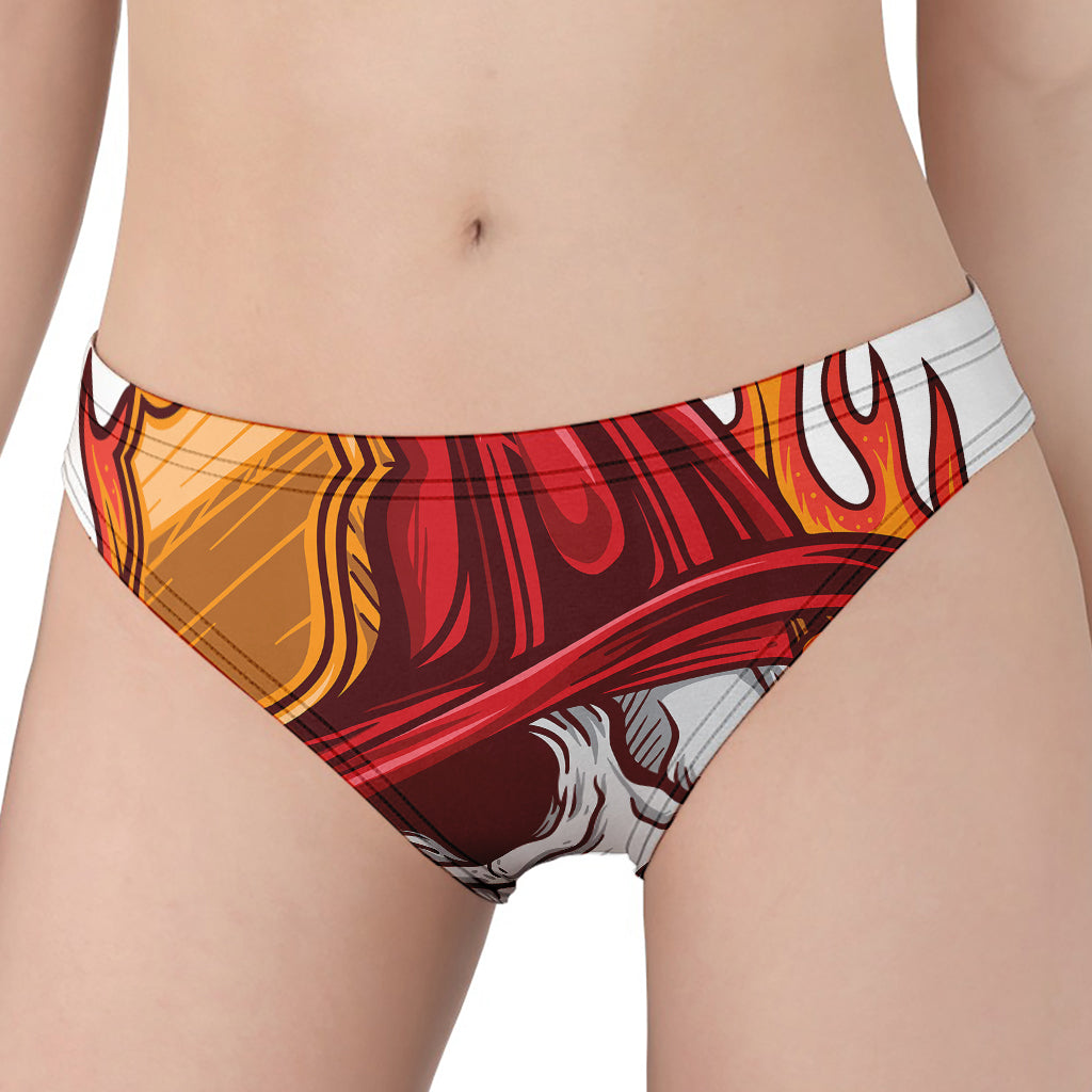 Flaming Firefighter Skull Print Women's Panties