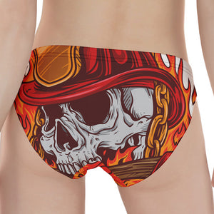 Flaming Firefighter Skull Print Women's Panties