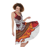 Flaming Firefighter Skull Print Women's Sleeveless Dress