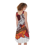 Flaming Firefighter Skull Print Women's Sleeveless Dress