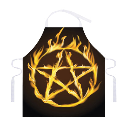 Flaming Pentagram Symbol Print Adjustable Apron