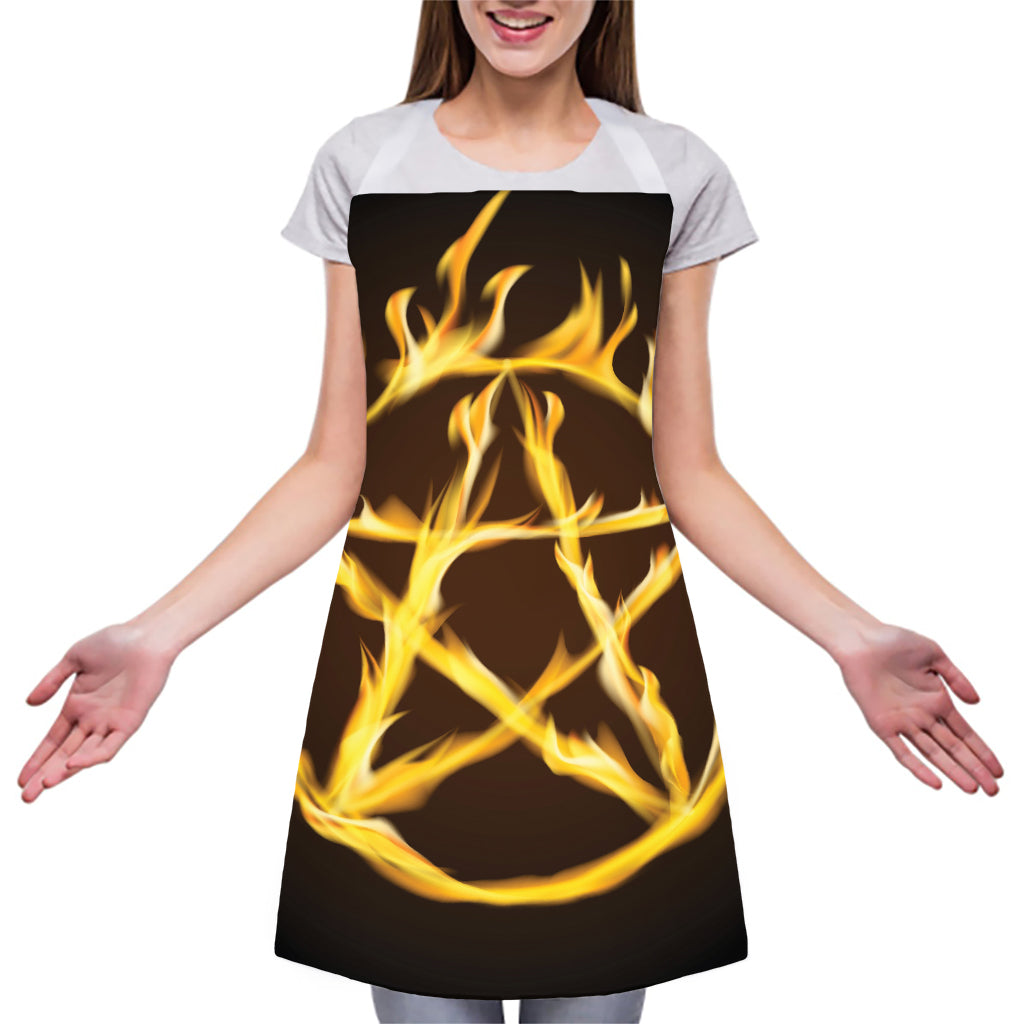Flaming Pentagram Symbol Print Adjustable Apron