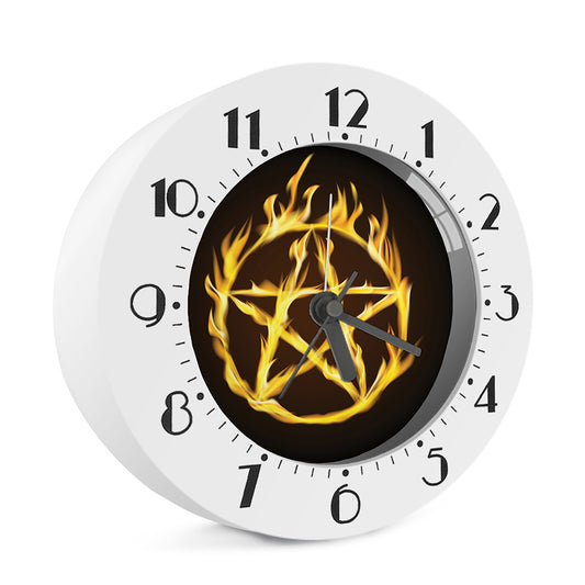 Flaming Pentagram Symbol Print Alarm Clock