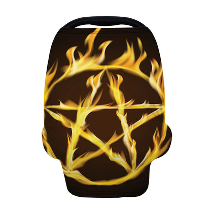 Flaming Pentagram Symbol Print Baby Seat Cover
