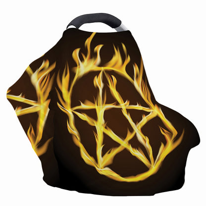 Flaming Pentagram Symbol Print Baby Seat Cover