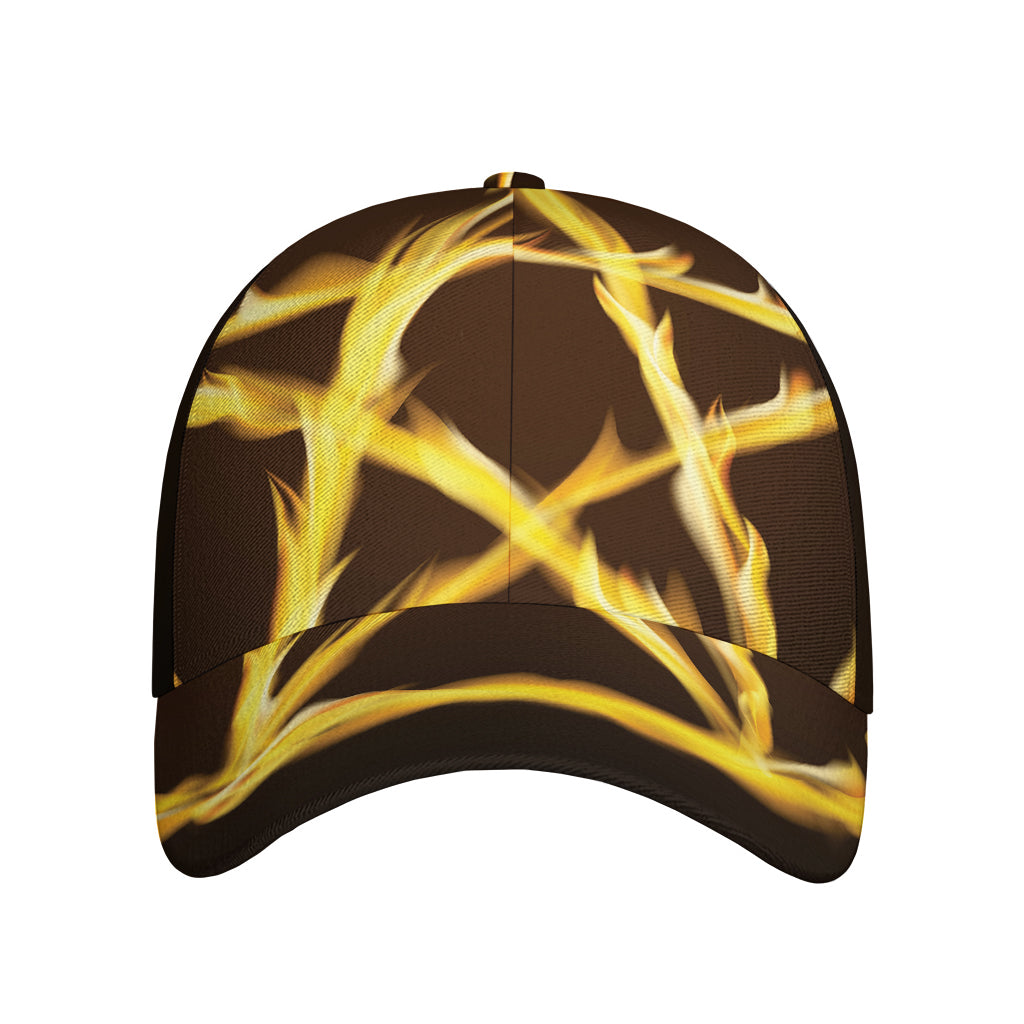 Flaming Pentagram Symbol Print Baseball Cap