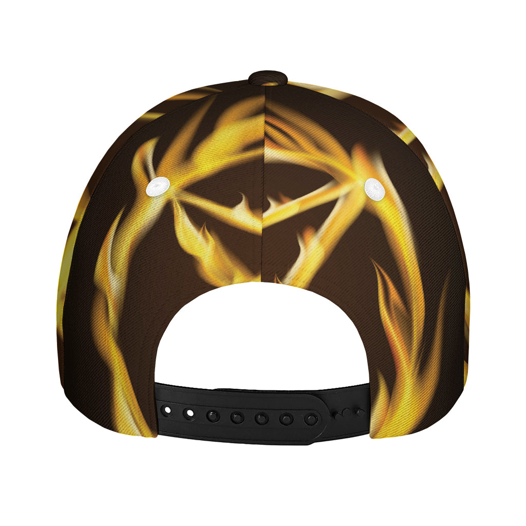 Flaming Pentagram Symbol Print Baseball Cap