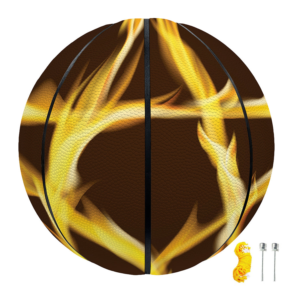 Flaming Pentagram Symbol Print Basketball