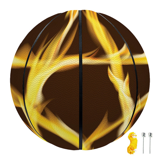 Flaming Pentagram Symbol Print Basketball