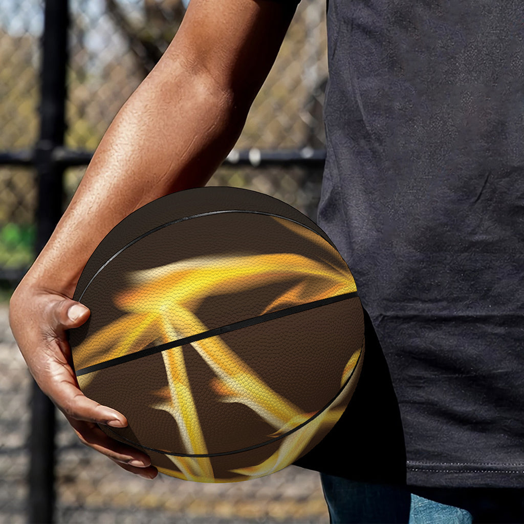 Flaming Pentagram Symbol Print Basketball