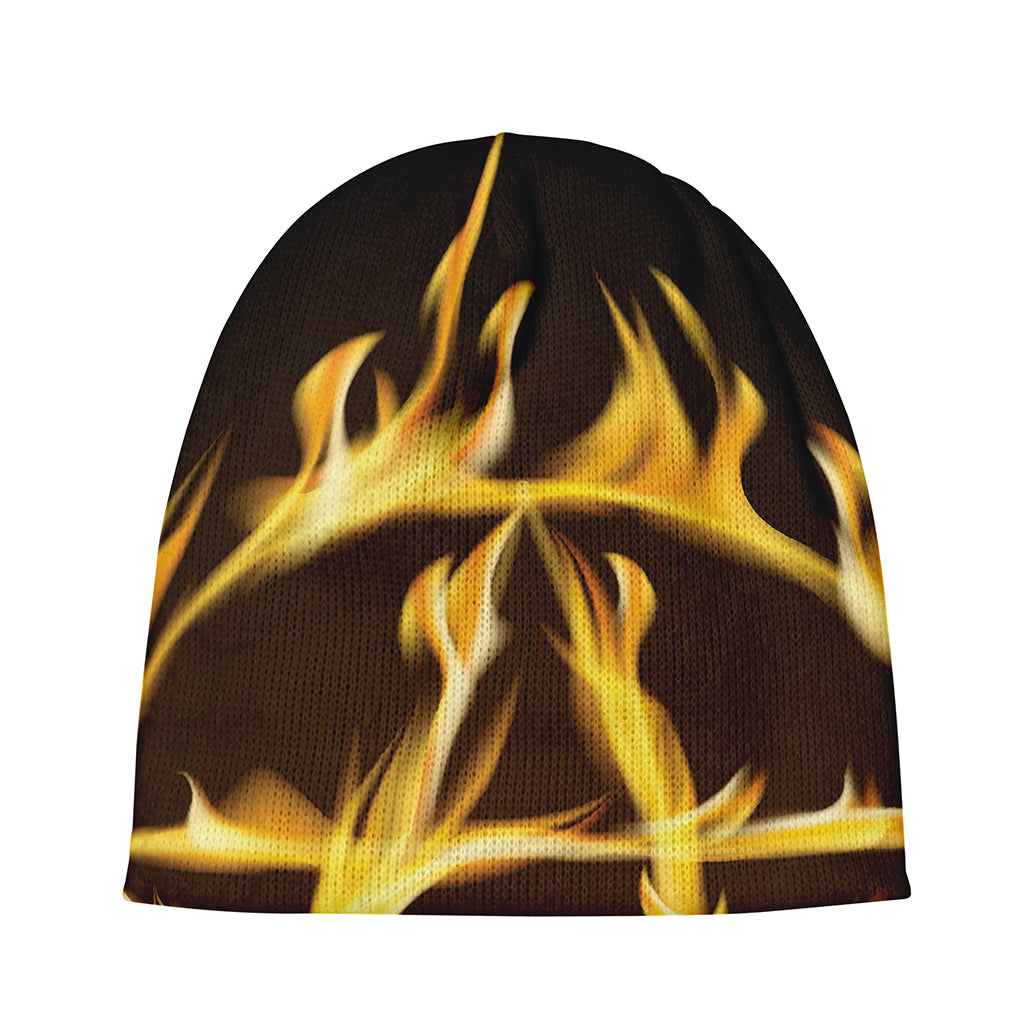 Flaming Pentagram Symbol Print Beanie