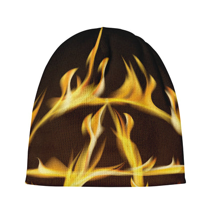 Flaming Pentagram Symbol Print Beanie