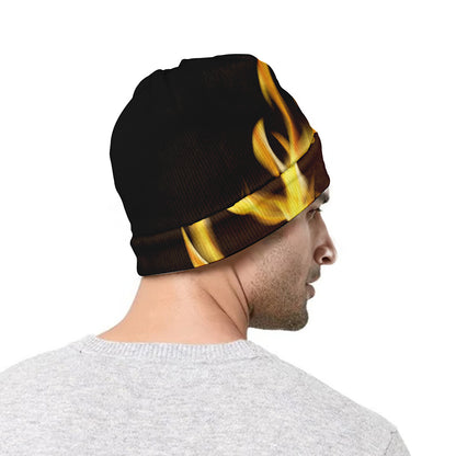 Flaming Pentagram Symbol Print Beanie