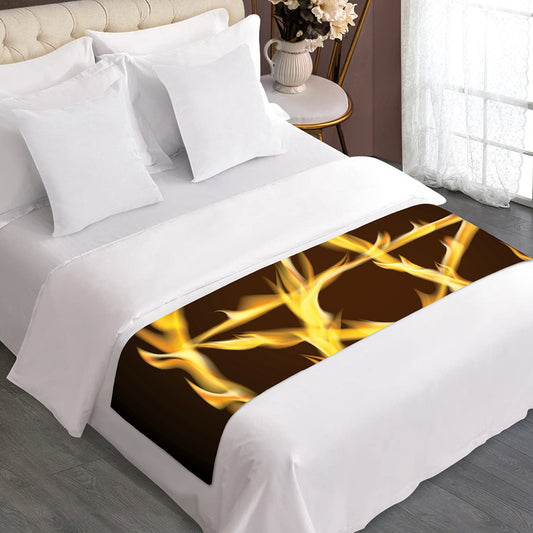 Flaming Pentagram Symbol Print Bed Runner