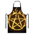 Flaming Pentagram Symbol Print Bib Apron With Pocket