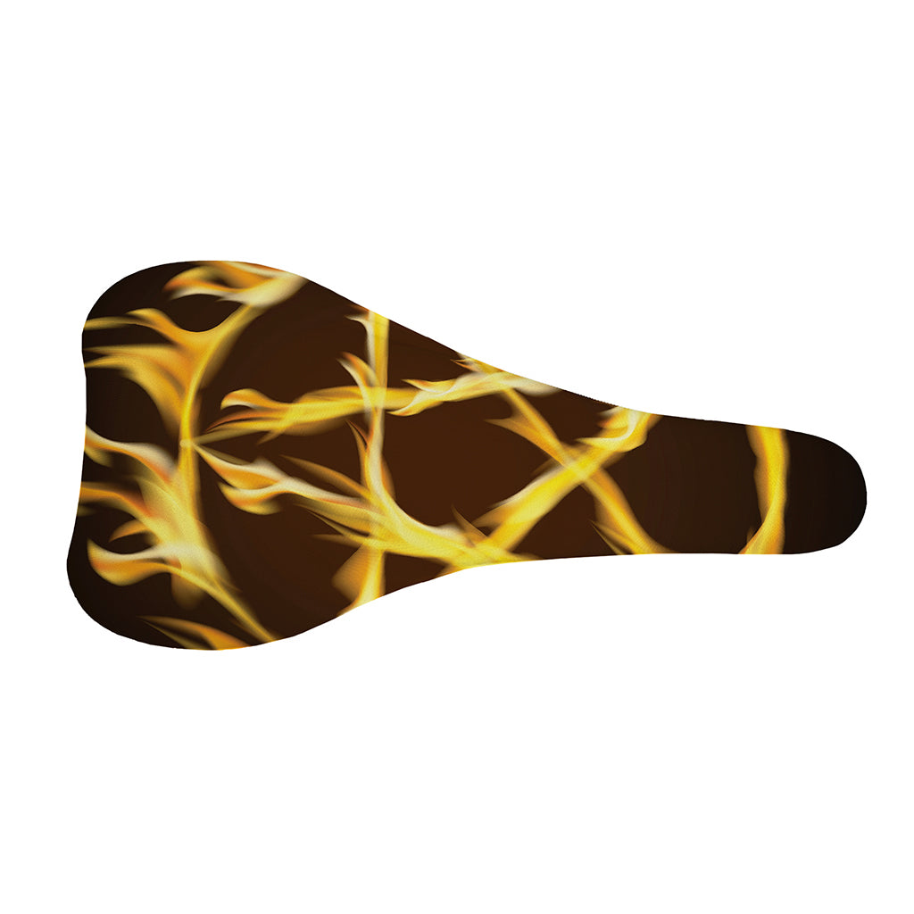 Flaming Pentagram Symbol Print Bicycle Seat Cover