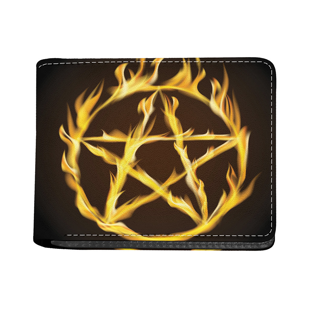 Flaming Pentagram Symbol Print Bifold Wallet