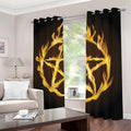 Flaming Pentagram Symbol Print Dimout Grommet Curtains