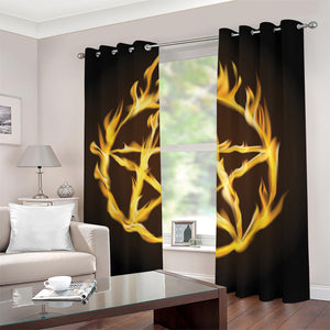 Flaming Pentagram Symbol Print Blackout Grommet Curtains