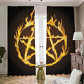 Flaming Pentagram Symbol Print Dimout Pencil Pleat Curtains