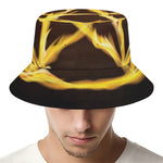 Flaming Pentagram Symbol Print Bucket Hat