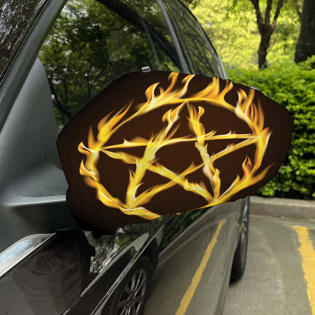 Flaming Pentagram Symbol Print Car Side Mirror Covers