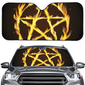 Flaming Pentagram Symbol Print Car Windshield Sun Shade