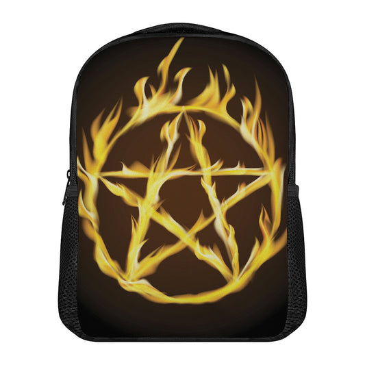 Flaming Pentagram Symbol Print Casual Backpack
