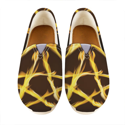 Flaming Pentagram Symbol Print Casual Shoes