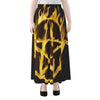 Flaming Pentagram Symbol Print Chiffon Maxi Skirt