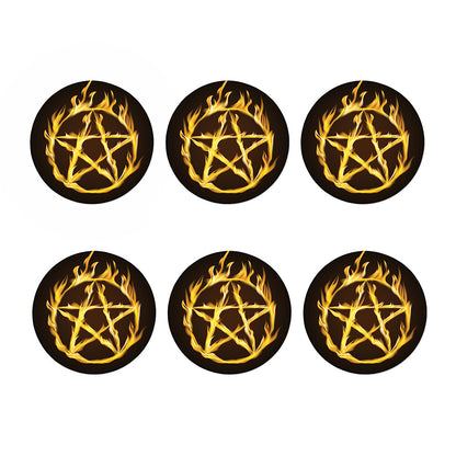 Flaming Pentagram Symbol Print Coaster Set