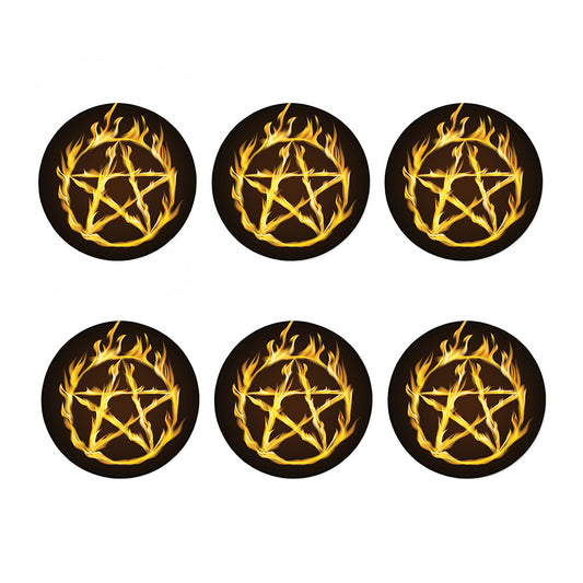 Flaming Pentagram Symbol Print Coaster Set