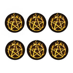 Flaming Pentagram Symbol Print Coaster Set
