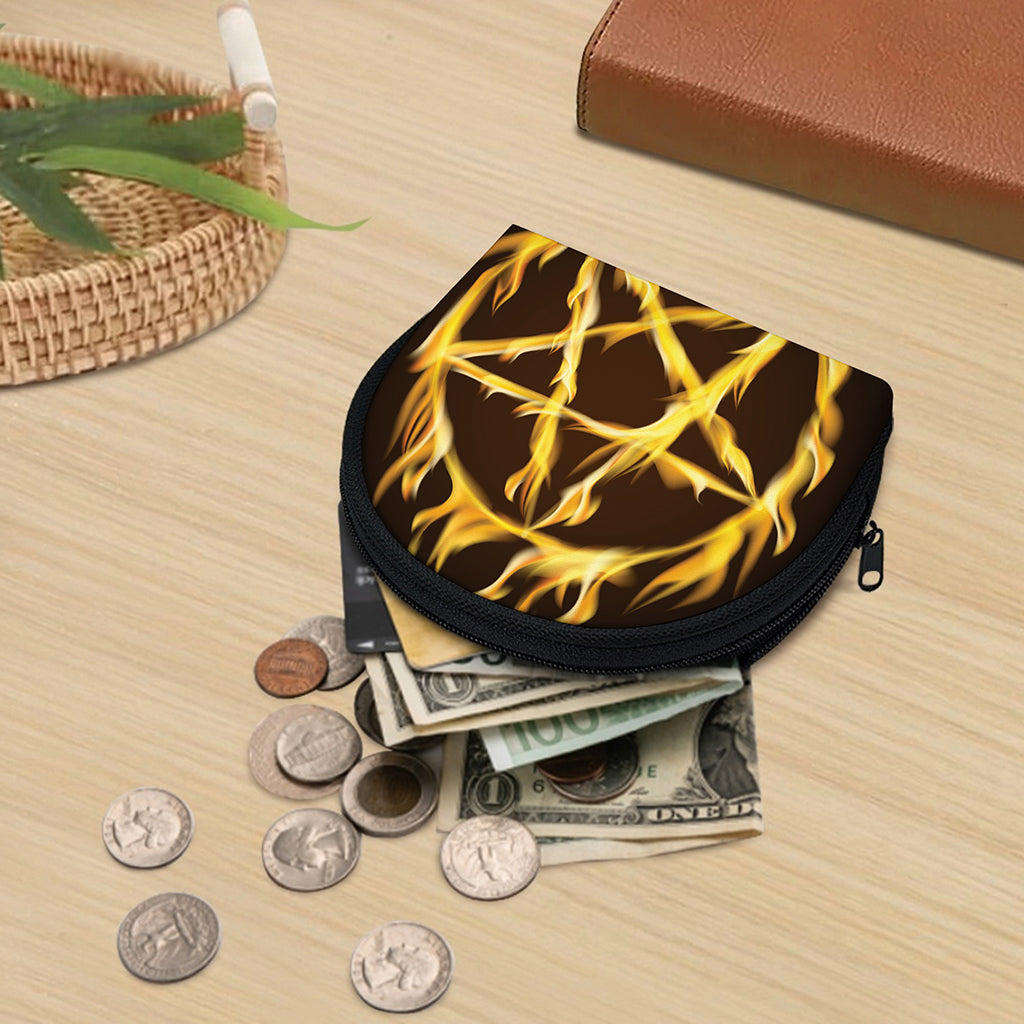 Flaming Pentagram Symbol Print Coin Purse