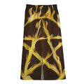 Flaming Pentagram Symbol Print Cotton Front Slit Maxi Skirt