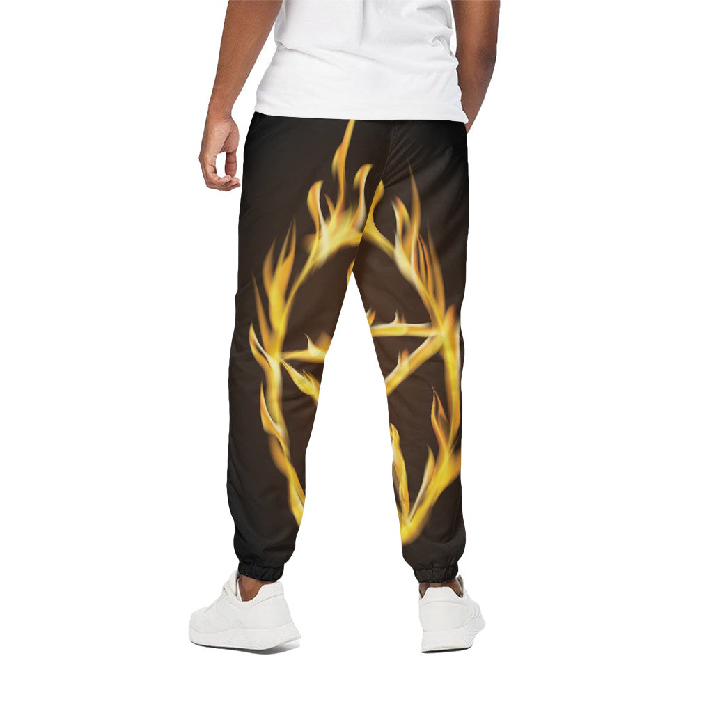 Flaming Pentagram Symbol Print Cotton Pants
