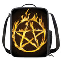 Flaming Pentagram Symbol Print Crossbody Lunch Bag