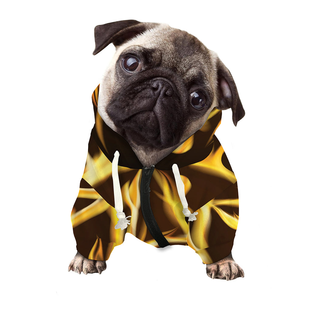 Flaming Pentagram Symbol Print Dog Zip Up Hoodie