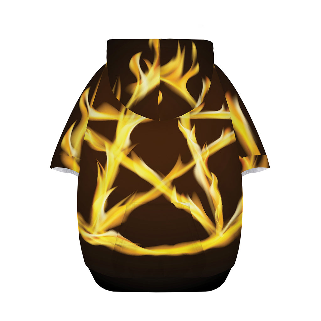 Flaming Pentagram Symbol Print Dog Zip Up Hoodie