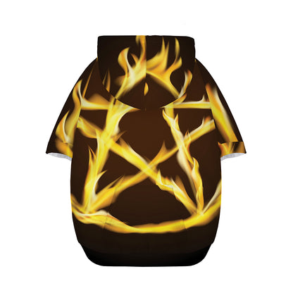 Flaming Pentagram Symbol Print Dog Zip Up Hoodie