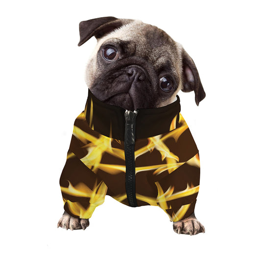 Flaming Pentagram Symbol Print Dog Zip Up Jacket